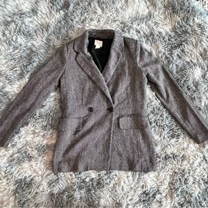H&M Gray Tweed Blazer / Suit Jacket with Shoulder Pads- Size US 4‎